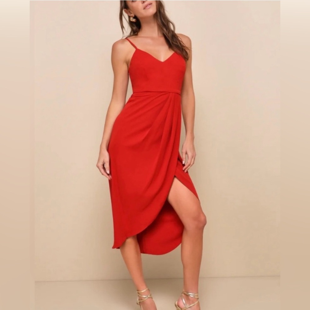 LULUS Reinette Wine Red Midi Dress